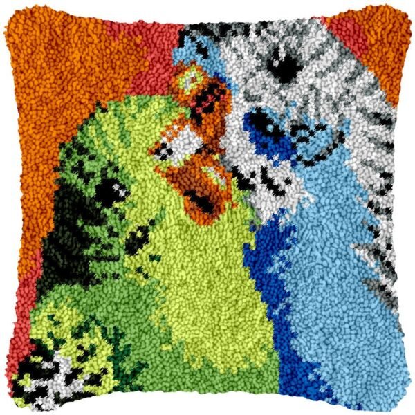 Fuzzy Parrots - Latch Hook Pillow Kit