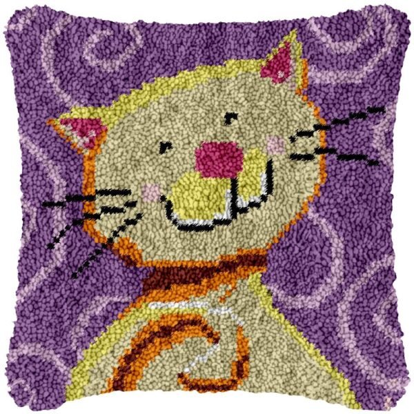 Goofy Cat - Latch Hook Pillow Kit