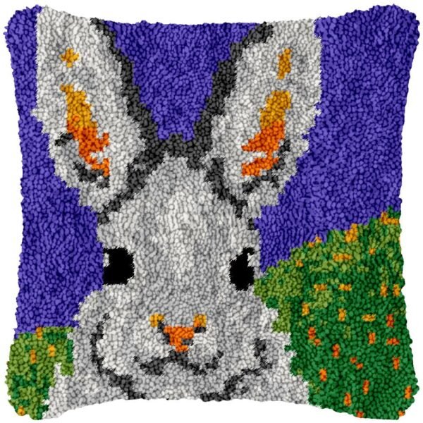 Grey Bunny - Latch Hook Pillow Kit