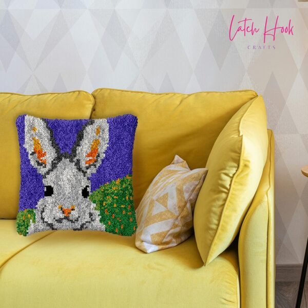 Grey Bunny - Latch Hook Pillow Kit