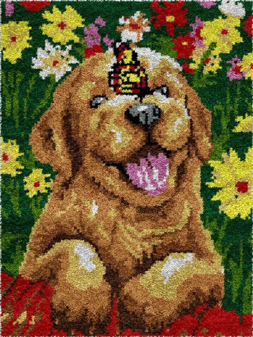 Happy Golden Retriever - Latch Hook Rug Kit
