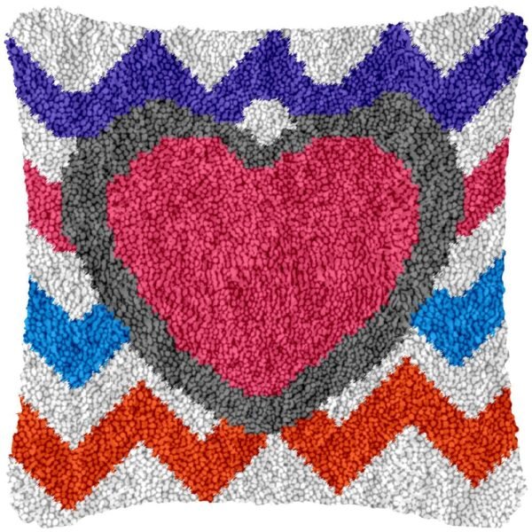 Hearts and Stripes - Latch Hook Pillow Kit