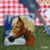 Horse in Snow - Latch Hook Pillow Kit