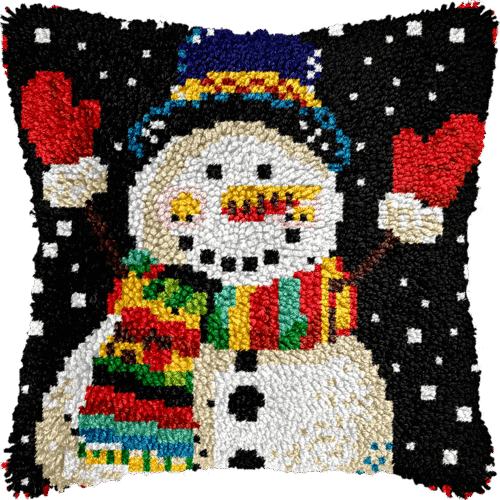 Jolly Snowman - Latch Hook Pillowcase Kit