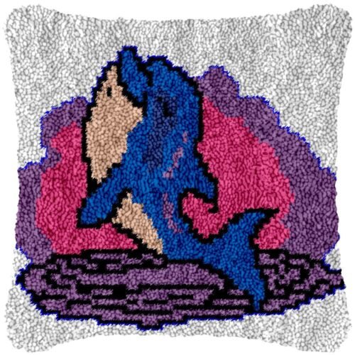 Jumping Dolphin - Latch Hook Pillow Kit
