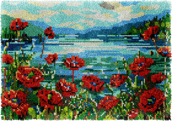 Lakeview Poppies - Latch Hook Rug Kit