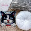 Large Eyes Peeking Cat - Latch Hook Pillow Kit