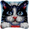 Large Eyes Peeking Cat - Latch Hook Pillow Kit