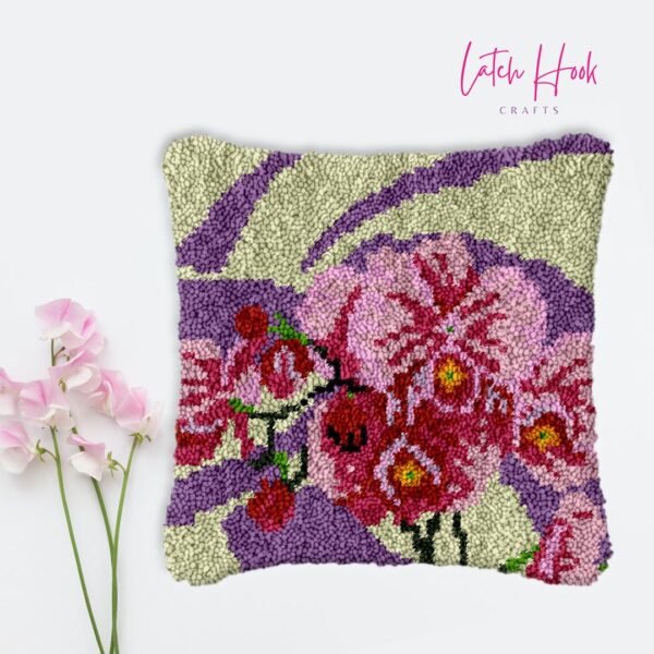 Lavish Orchids - Latch Hook Pillow Kit