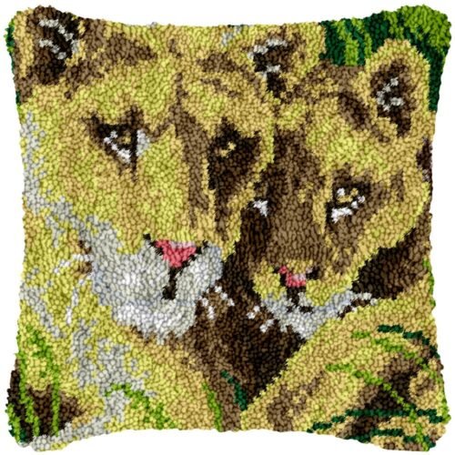 Lioness and Cub - Latch Hook Pillow Kit