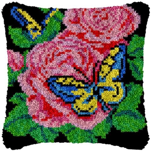 Lovely Pink Blossoms - Latch Hook Pillow Kit