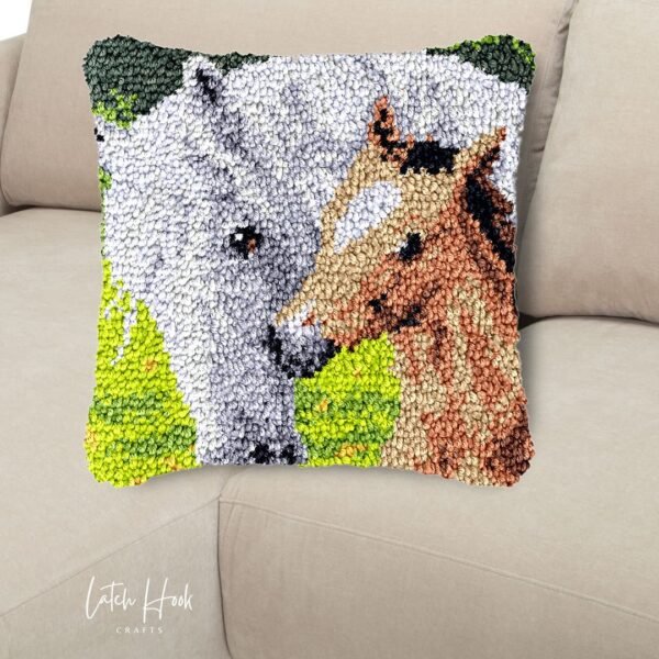 Mare and Foal - Latch Hook Pillow Kit
