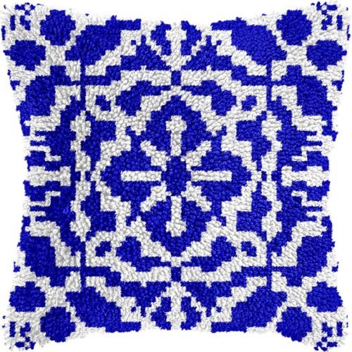 Mediterranean Blue Pattern - Latch Hook Pillowcase Kit
