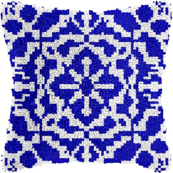 Mediterranean Blue Pattern - Latch Hook Pillowcase Kit