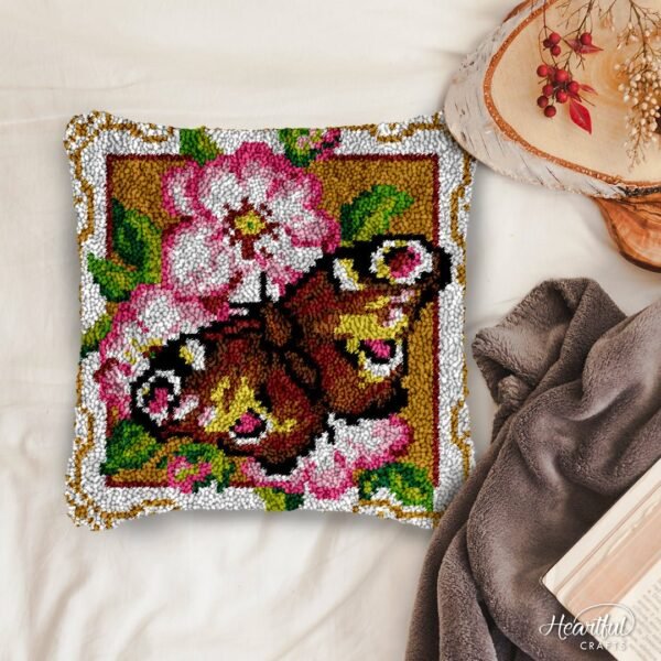 Monarch Butterfly - Latch Hook Pillow Kit