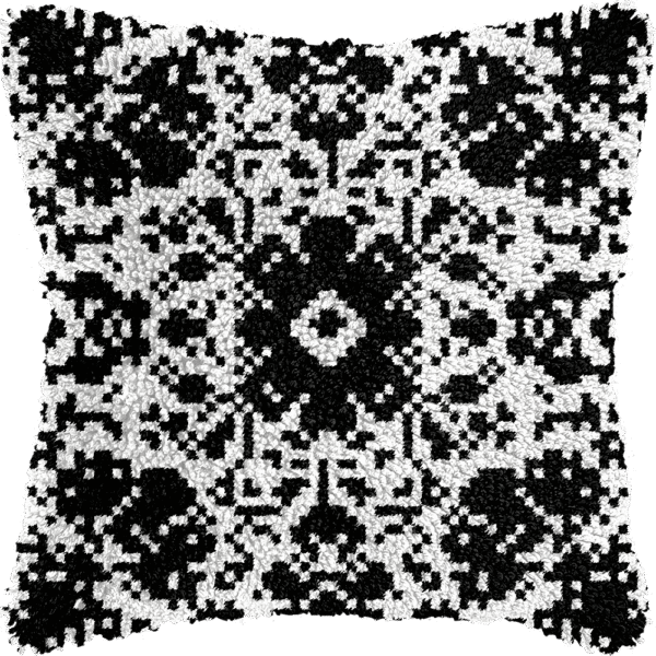 Monochrome Medallion - Latch Hook Pillowcase Kit