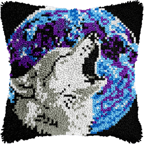 Moonlight Wolf - Latch Hook Pillowcase Kit