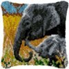 Mother and Child Elephant - Latch Hook Pillow Kit