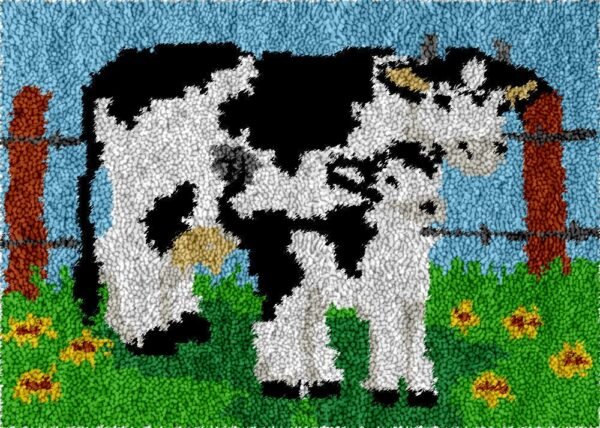 Mother Cow and Calf - Latch Hook Rug Kit