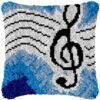 Musical Notes (Blue) - Latch Hook Pillow Kit