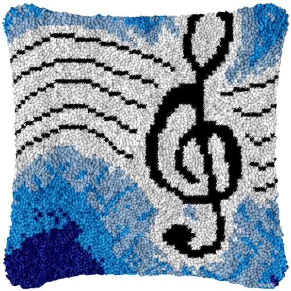 Musical Notes (Blue) - Latch Hook Pillow Kit