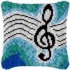 Musical Notes (Green) - Latch Hook Pillow Kit