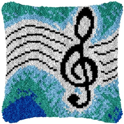 Musical Notes (Green) - Latch Hook Pillow Kit