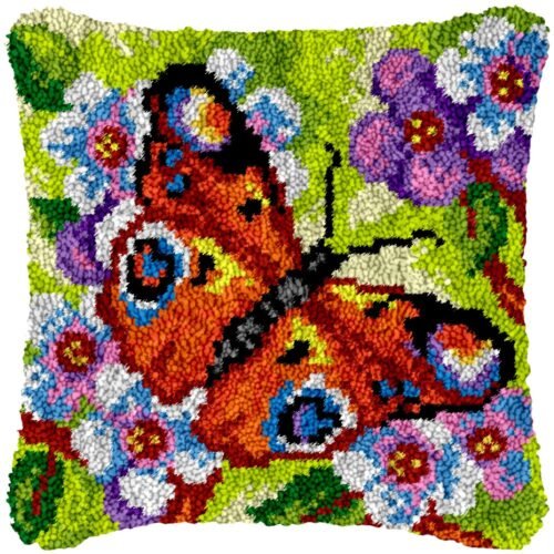 Orange Butterfly - Latch Hook Pillow Kit