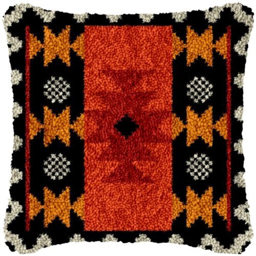Orange Tribal - Latch Hook Pillow Kit