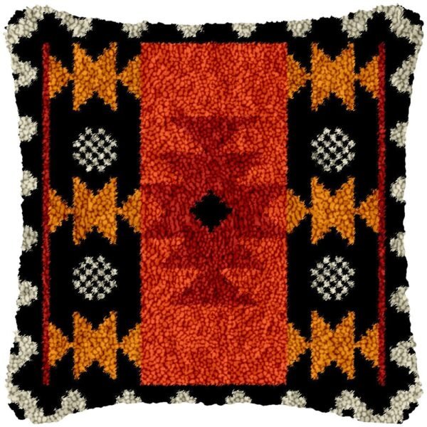 Orange Tribal - Latch Hook Pillow Kit