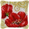 Pair of Red Daisies - Latch Hook Pillow Kit