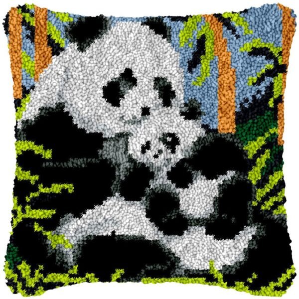 Panda Mom and Cub - Latch Hook Pillow Kit