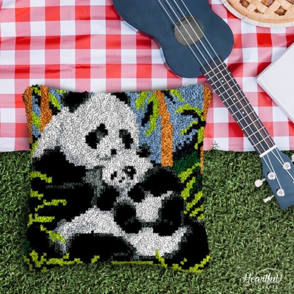 Panda Mom and Cub - Latch Hook Pillow Kit