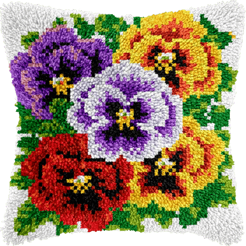 Pansy Bloom - Latch Hook Pillowcase Kit