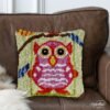 Pink Cartoon Owl - Latch Hook Pillow Kit