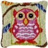 Pink Cartoon Owl - Latch Hook Pillow Kit