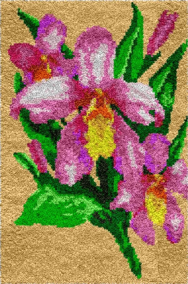 Pink Iris Flower - Latch Hook Rug Kit