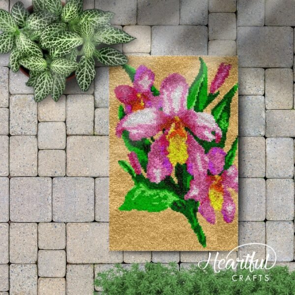 Pink Iris Flower - Latch Hook Rug Kit