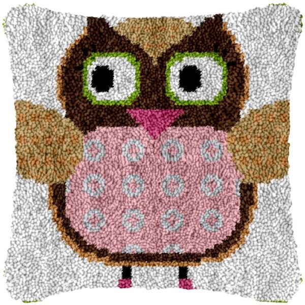 Pink Owl - Latch Hook Pillow Kit