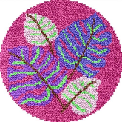 Pink Palm Leaves - Latch Hook Rug Kit