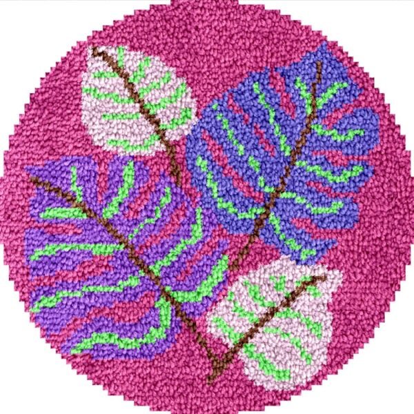 Pink Palm Leaves - Latch Hook Rug Kit