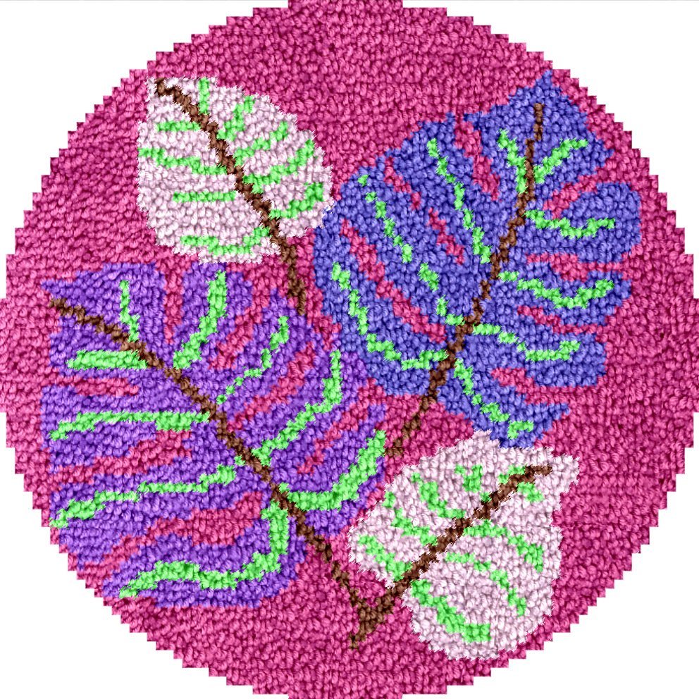 Pink Palm Leaves - Latch Hook Rug Kit
