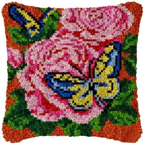 Pink Roses - Latch Hook Pillow Kit