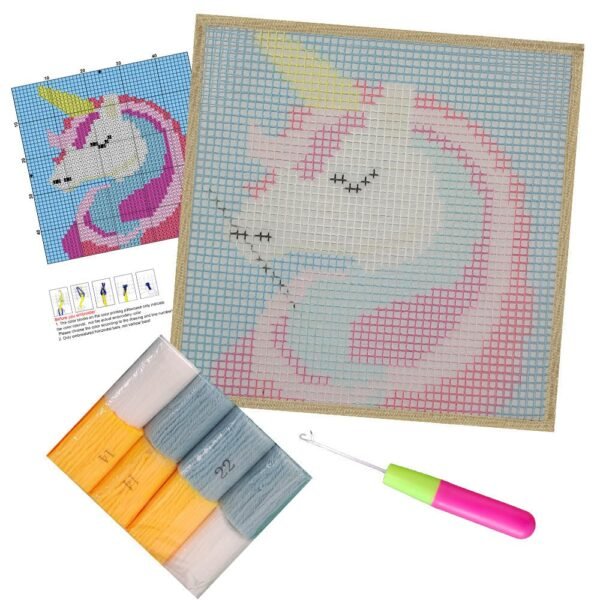 Pink Unicorn - Latch Hook Kit for Kids
