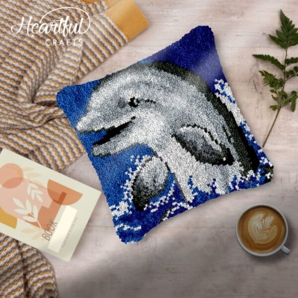 Playful Dolphin - Latch Hook Pillow Kit