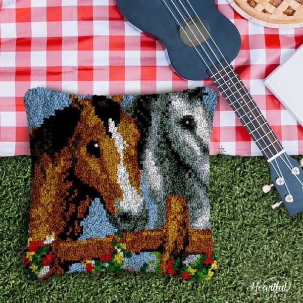 Playful Foals - Latch Hook Pillow Kit