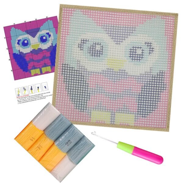 Purple Owl - Latch Hook Kit for Kids