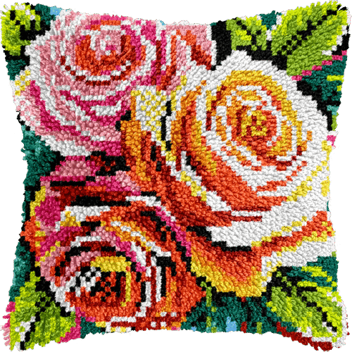 Radiant Roses - Latch Hook Pillowcase Kit