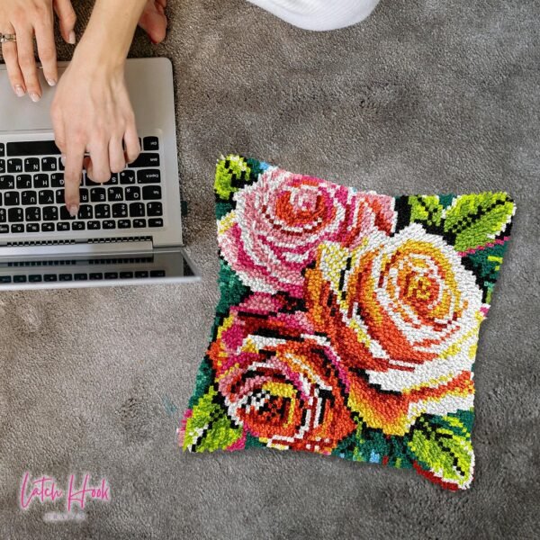 Radiant Roses - Latch Hook Pillowcase Kit