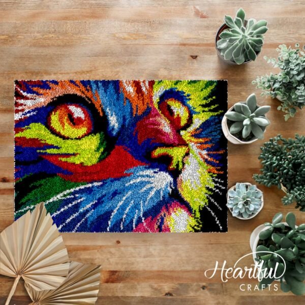 Rainbow Cat Portrait - Latch Hook Rug Kit